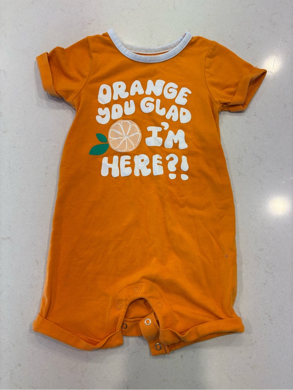 Cat & Jack Orange Graphic One-Piece Footie